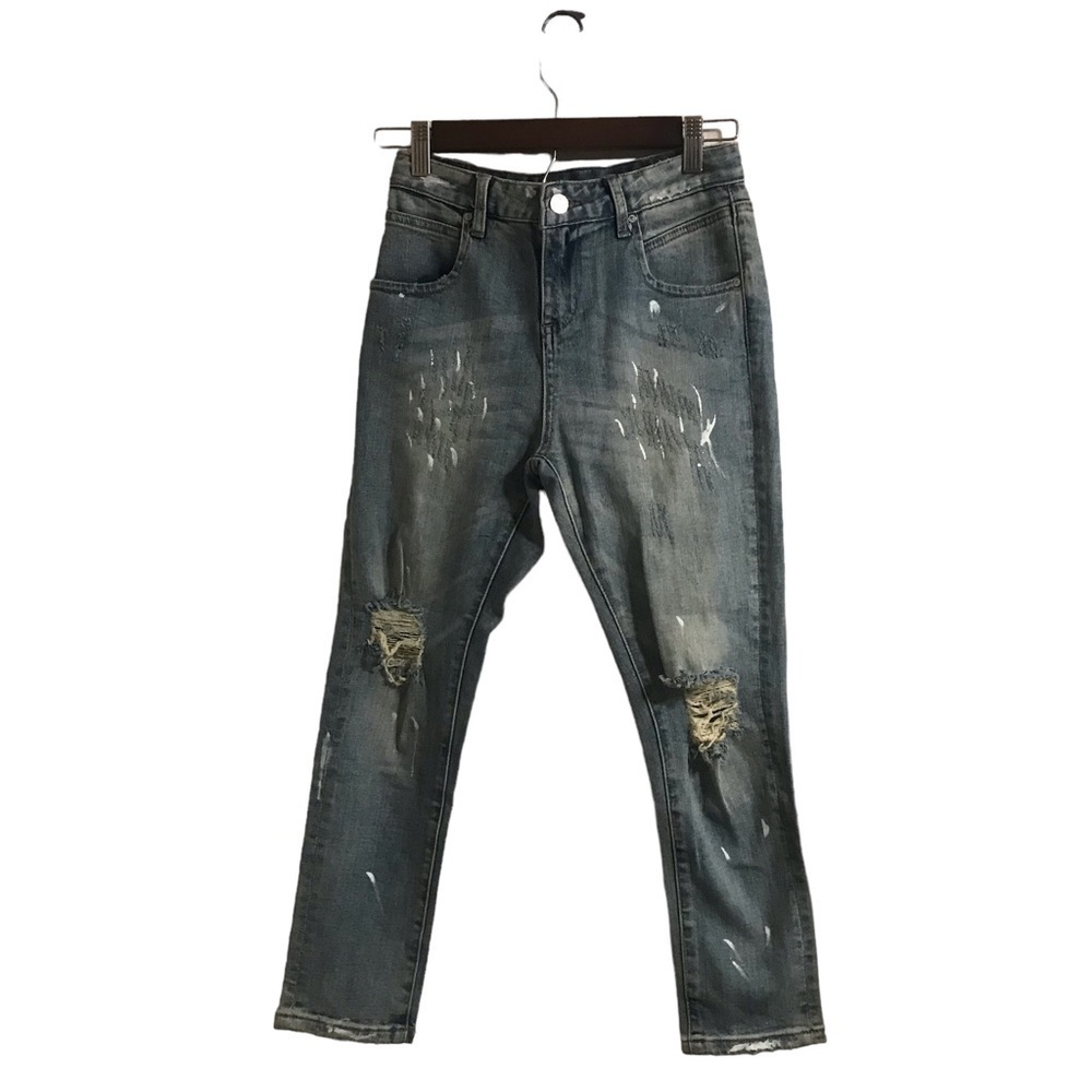 Acne Studios distressed painted jeans 25 biker moto punk
